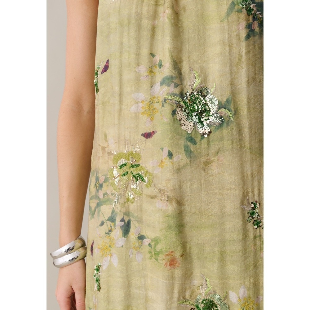NWT o.p.t Naia Halter Floral Maxi Dress in Mariposa Green - Size Large - Picture 4 of 13